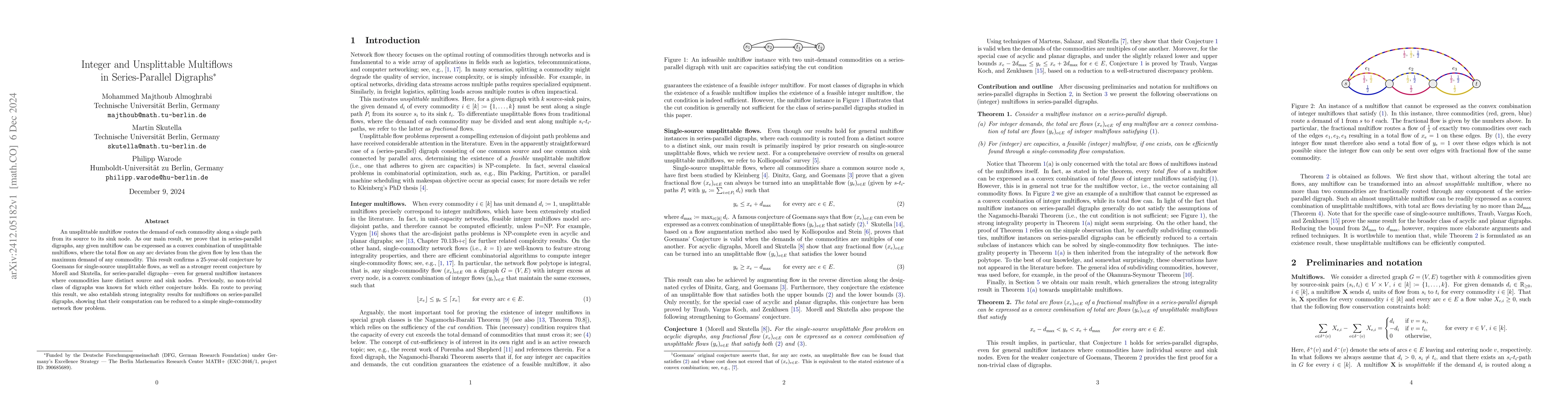 Thumbnail for Integer and Unsplittable Multiflows in Series-Parallel Digraphs