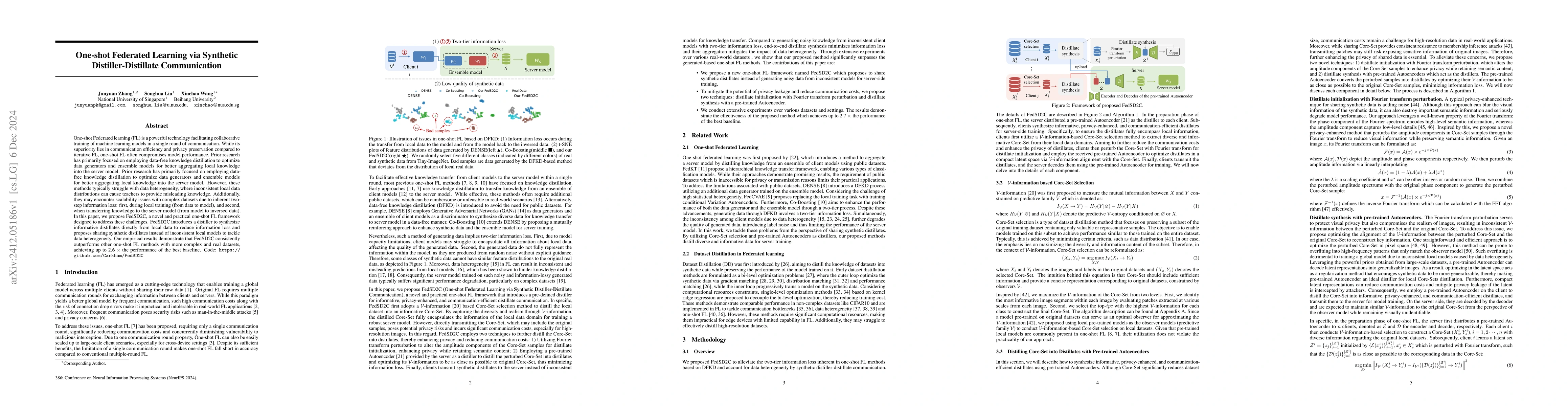 Thumbnail for One-shot Federated Learning via Synthetic Distiller-Distillate
  Communication