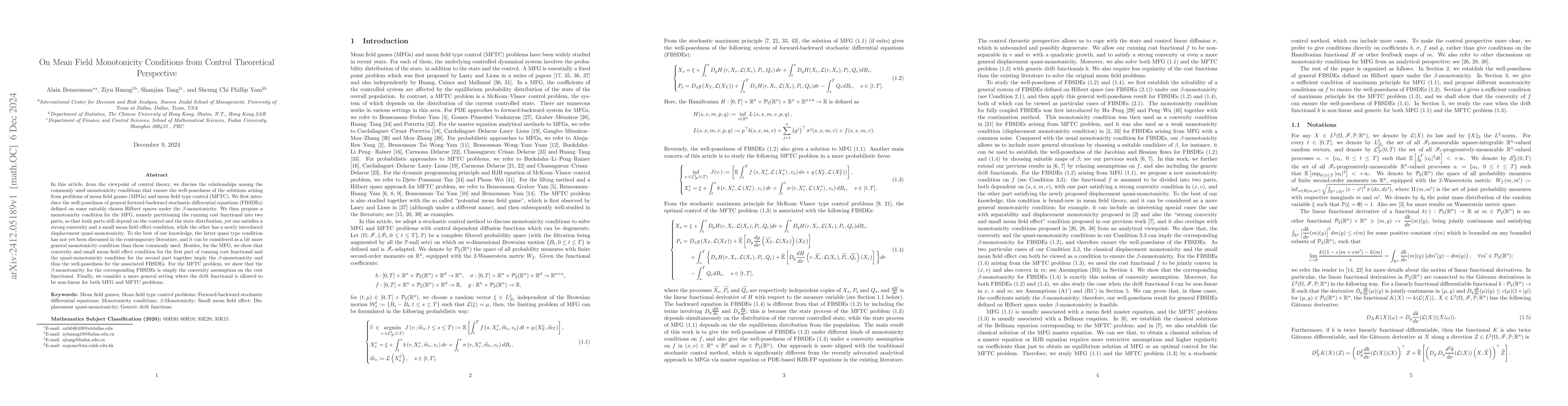 Thumbnail for On Mean Field Monotonicity Conditions from Control Theoretical
  Perspective