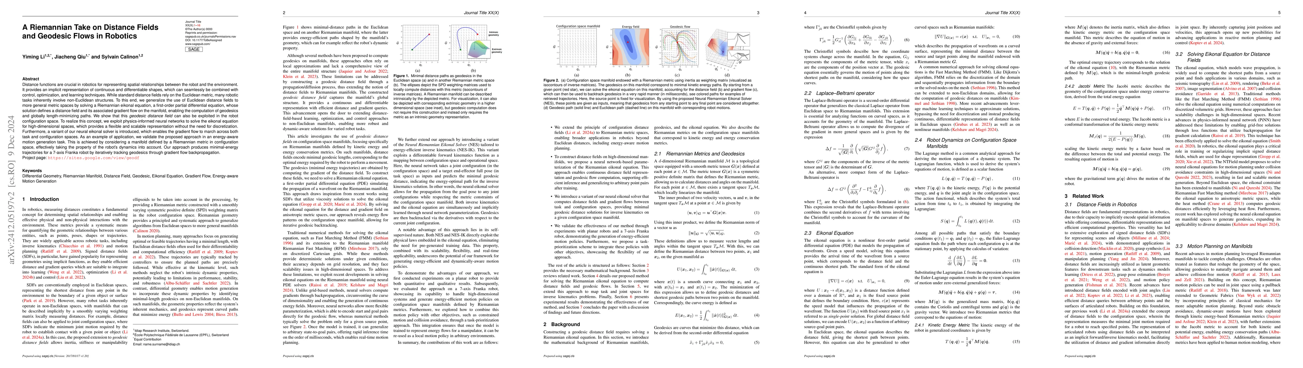 Thumbnail for A Riemannian Take on Distance Fields and Geodesic Flows in Robotics