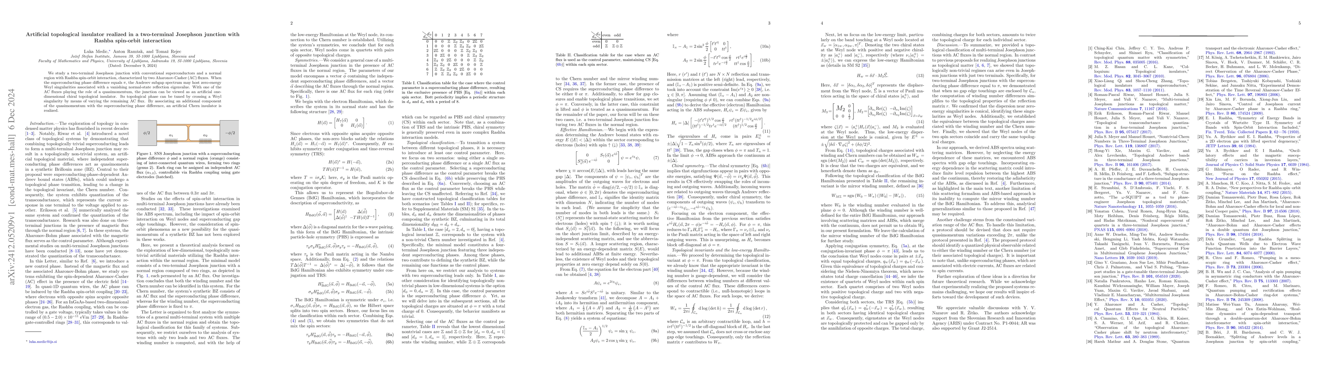 Thumbnail for Artificial topological insulator realized in a two-terminal Josephson
  junction with Rashba spin-orbit interaction