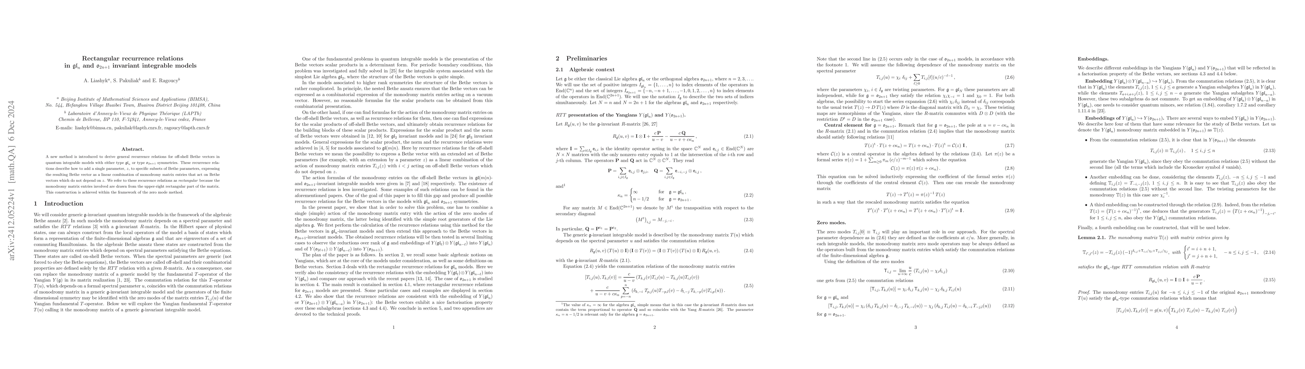 Thumbnail for Rectangular recurrence relations in $\mathfrak{gl}_{n}$ and
  $\mathfrak{o}_{2n+1}$ invariant integrable models