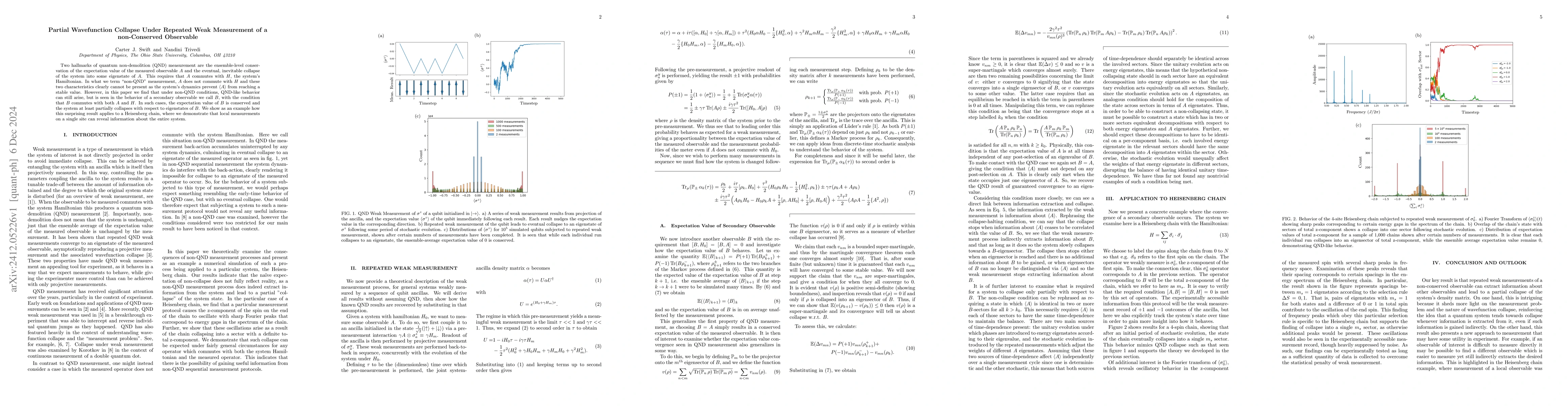 Thumbnail for Partial Wavefunction Collapse Under Repeated Weak Measurement of a
  non-Conserved Observable