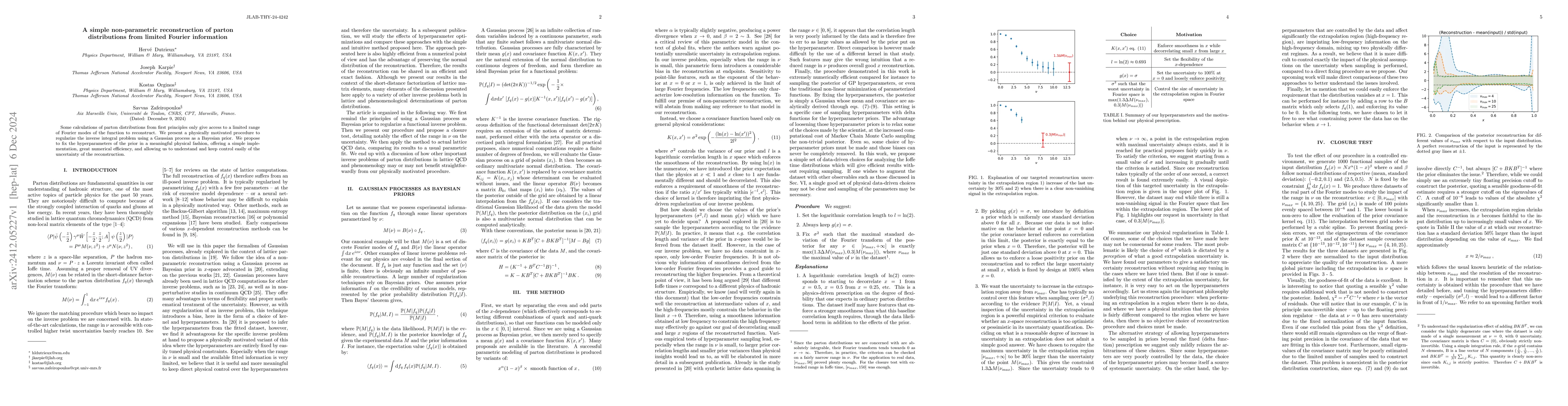 Thumbnail for A simple non-parametric reconstruction of parton distributions from
  limited Fourier information