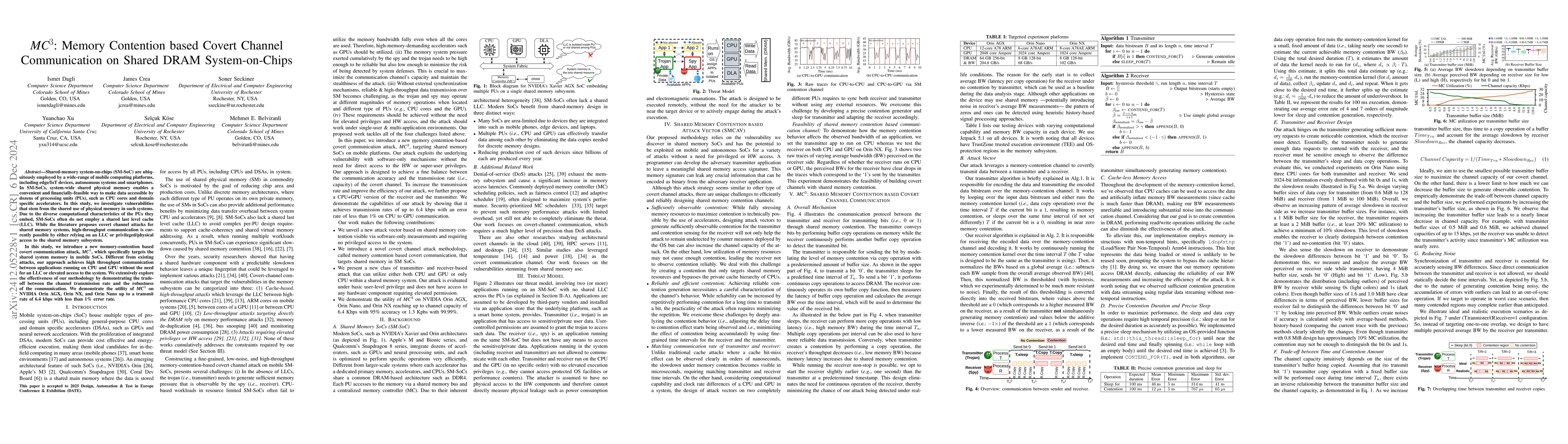 Thumbnail for MC3: Memory Contention based Covert Channel Communication on Shared DRAM
  System-on-Chips