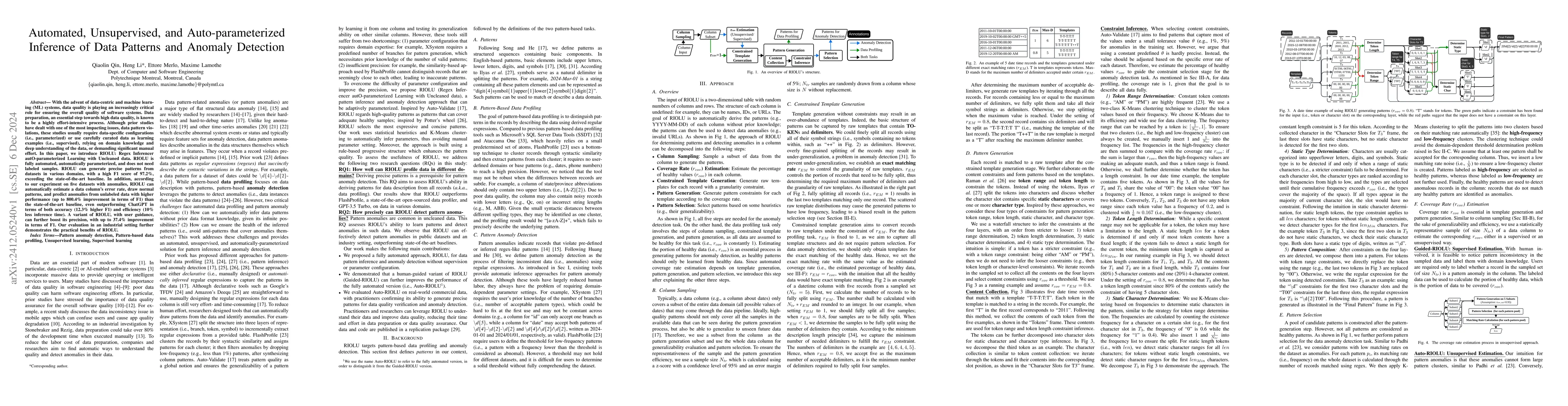 Thumbnail for Automated, Unsupervised, and Auto-parameterized Inference of Data
  Patterns and Anomaly Detection