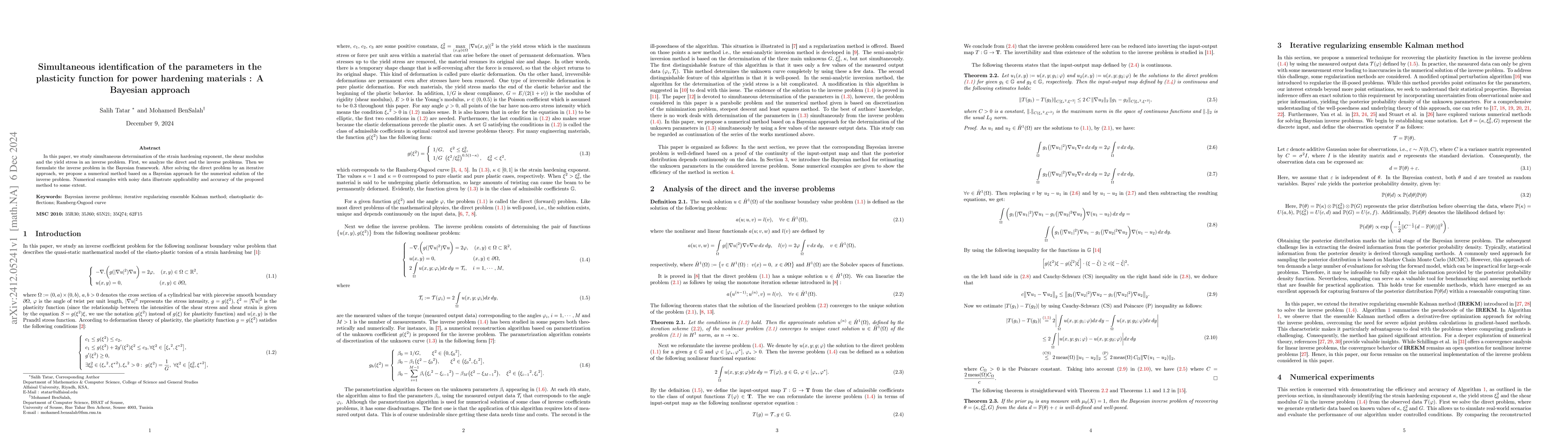Thumbnail for Simultaneous identification of the parameters in the plasticity function
  for power hardening materials : A Bayesian approach