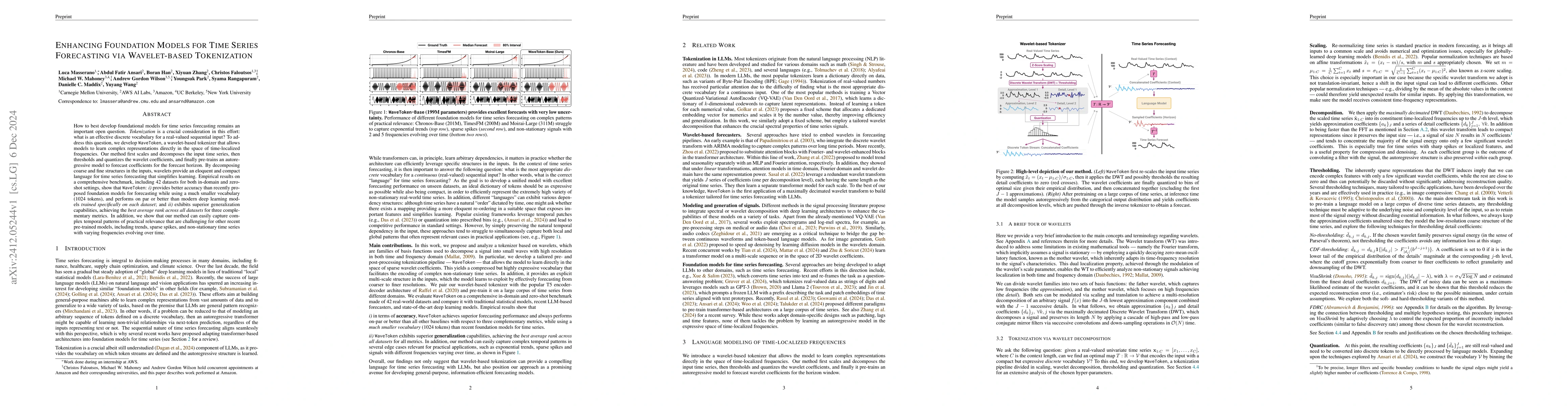 Thumbnail for Enhancing Foundation Models for Time Series Forecasting via
  Wavelet-based Tokenization