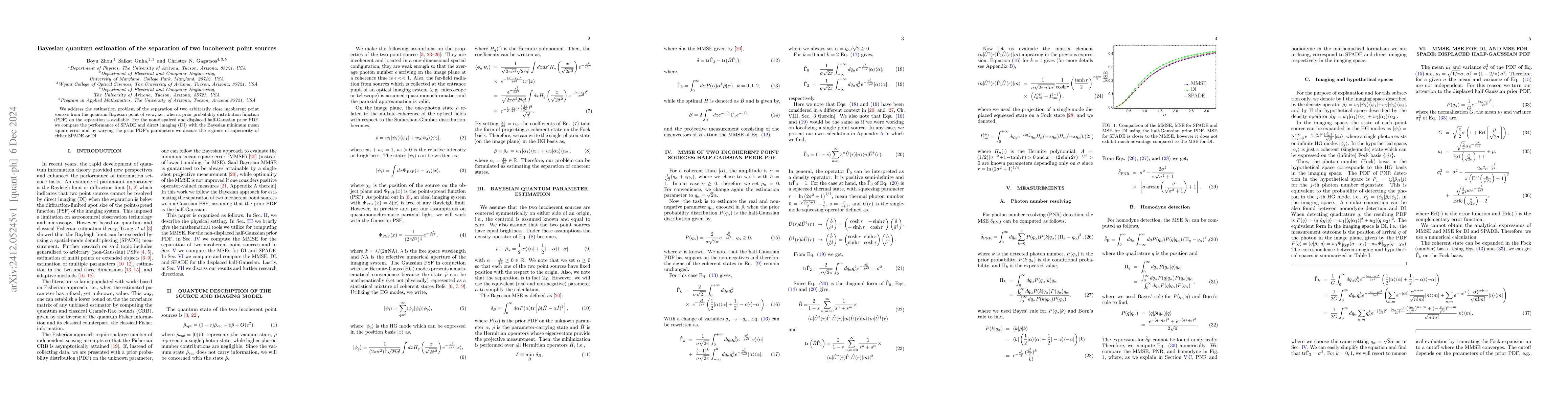 Thumbnail for Bayesian quantum estimation of the separation of two incoherent point
  sources