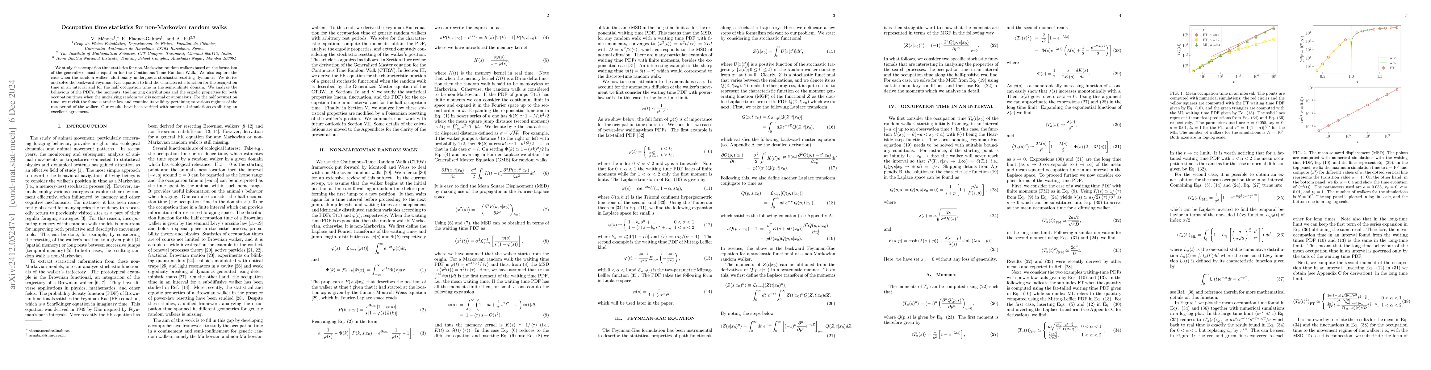 Thumbnail for Occupation time statistics for non-Markovian random walks