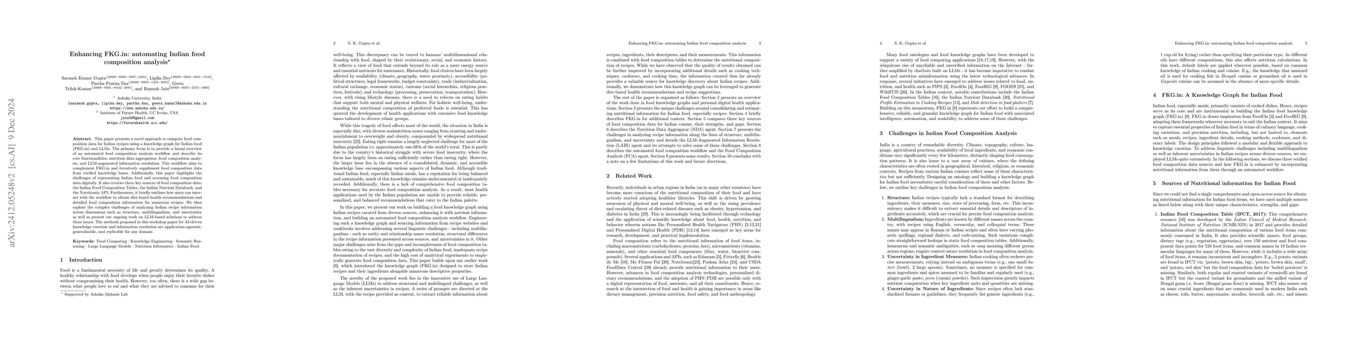 Thumbnail for Enhancing FKG.in: automating Indian food composition analysis