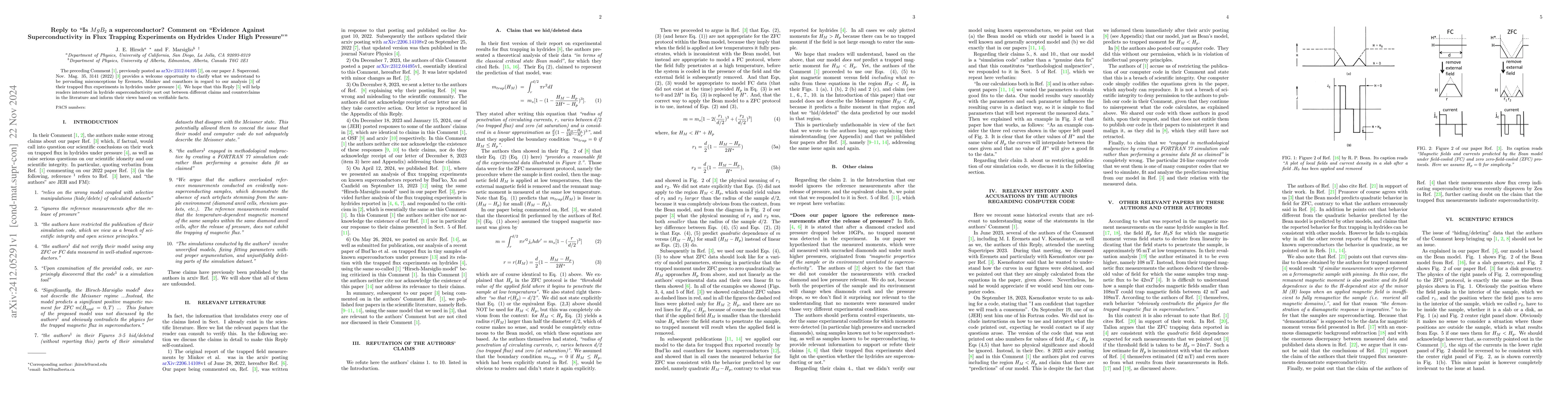 Thumbnail for Reply to "Is $MgB_2$ a superconductor? Comment on "Evidence Against
  Superconductivity in Flux Trapping Experiments on Hydrides Under High
  Pressure" "