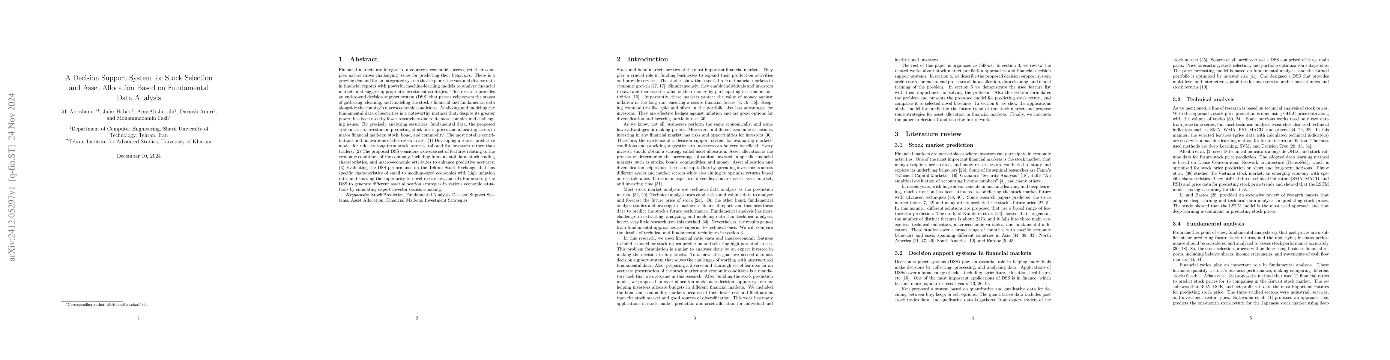 Thumbnail for A Decision Support System for Stock Selection and Asset Allocation Based
  on Fundamental Data Analysis