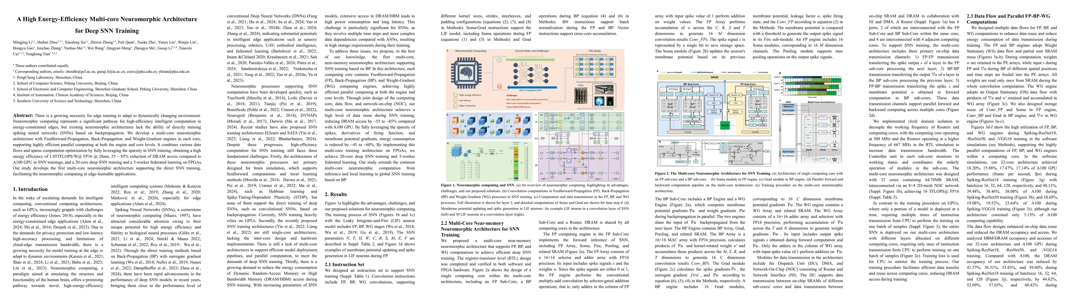 Thumbnail for A High Energy-Efficiency Multi-core Neuromorphic Architecture for Deep
  SNN Training