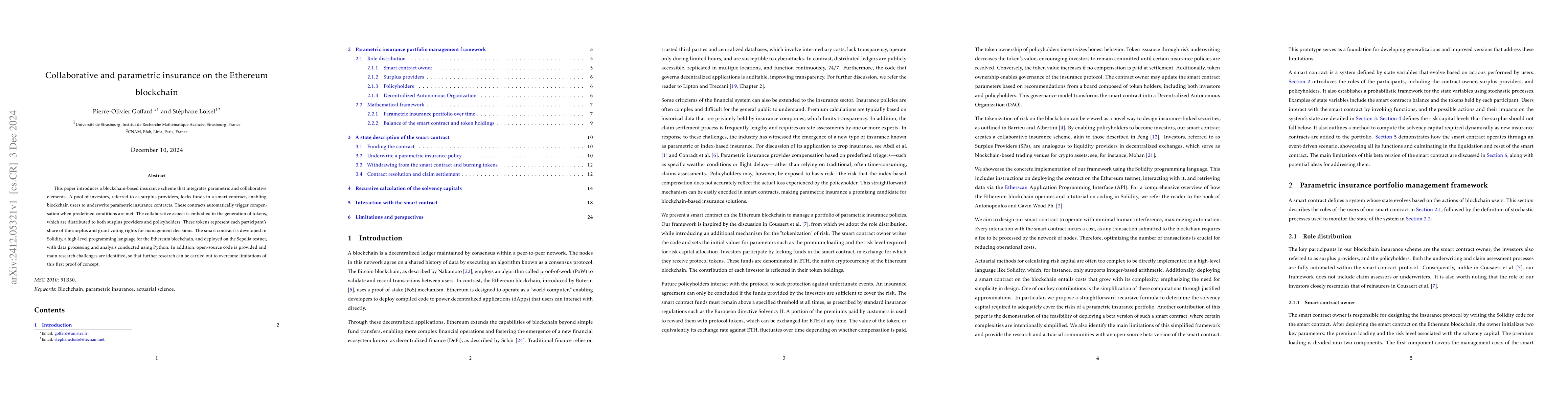 Thumbnail for Collaborative and parametric insurance on the Ethereum blockchain