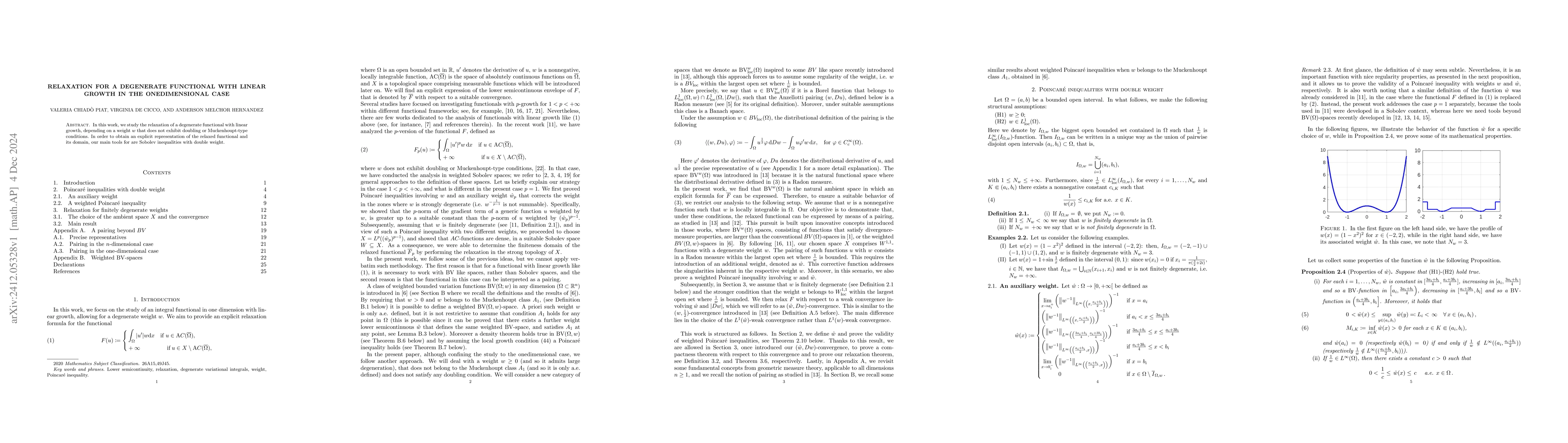 Thumbnail for Relaxation for a degenerate functional with linear growth in the
  onedimensional case