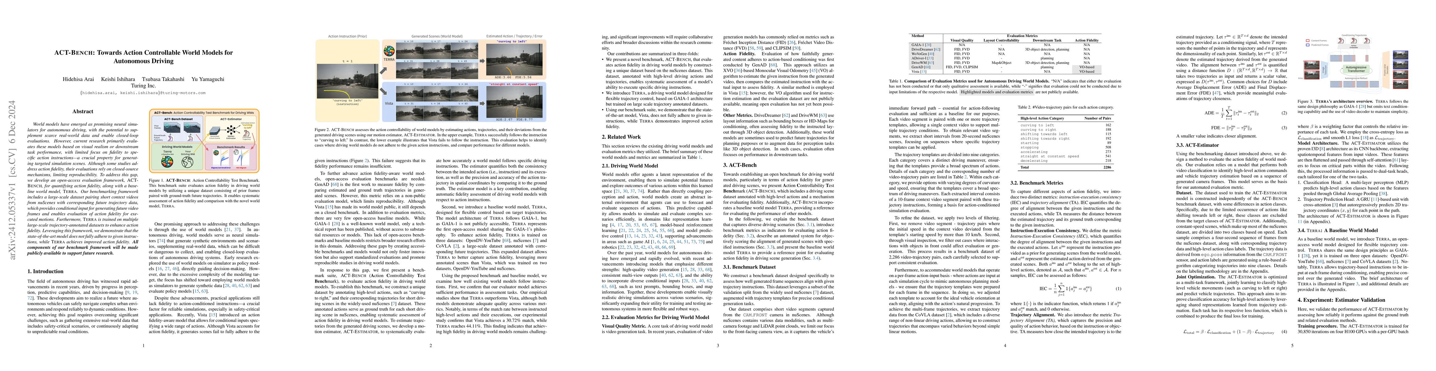 Thumbnail for ACT-Bench: Towards Action Controllable World Models for Autonomous
  Driving