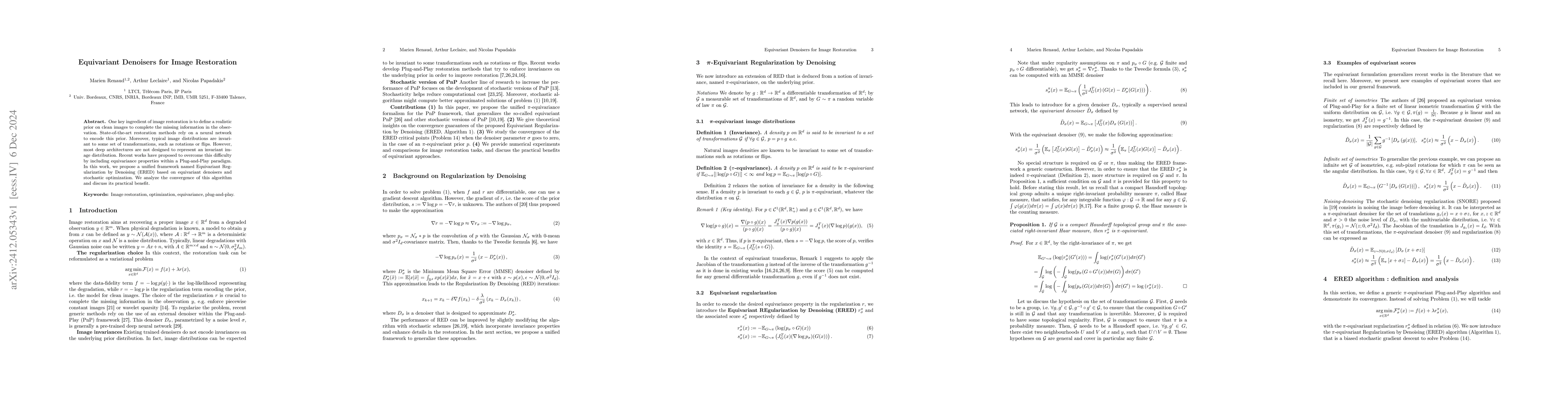 Thumbnail for Equivariant Denoisers for Image Restoration