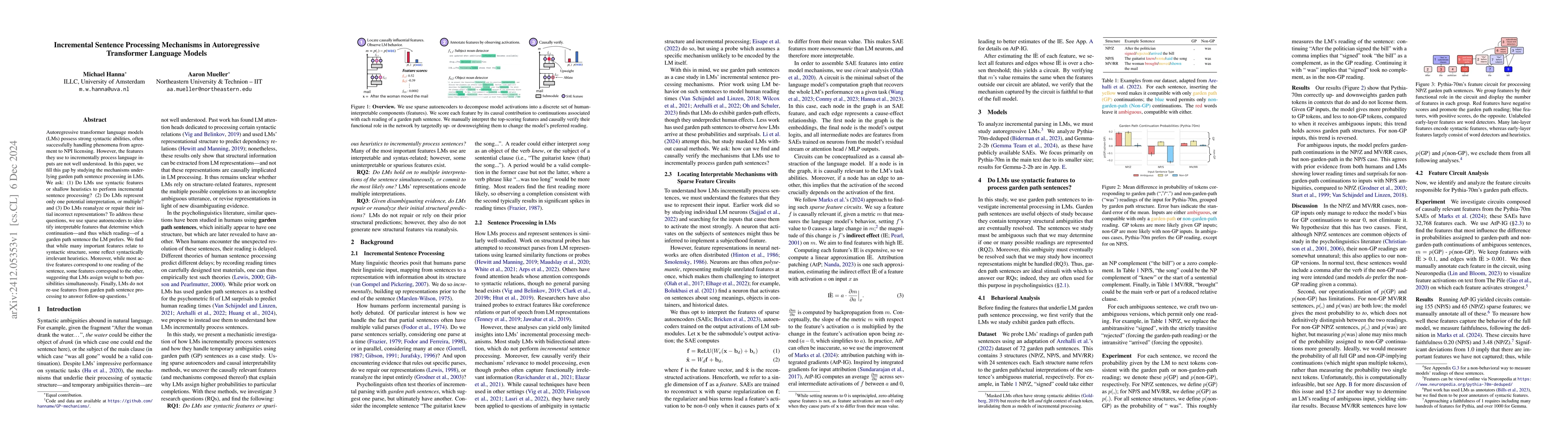 Thumbnail for Incremental Sentence Processing Mechanisms in Autoregressive Transformer
  Language Models