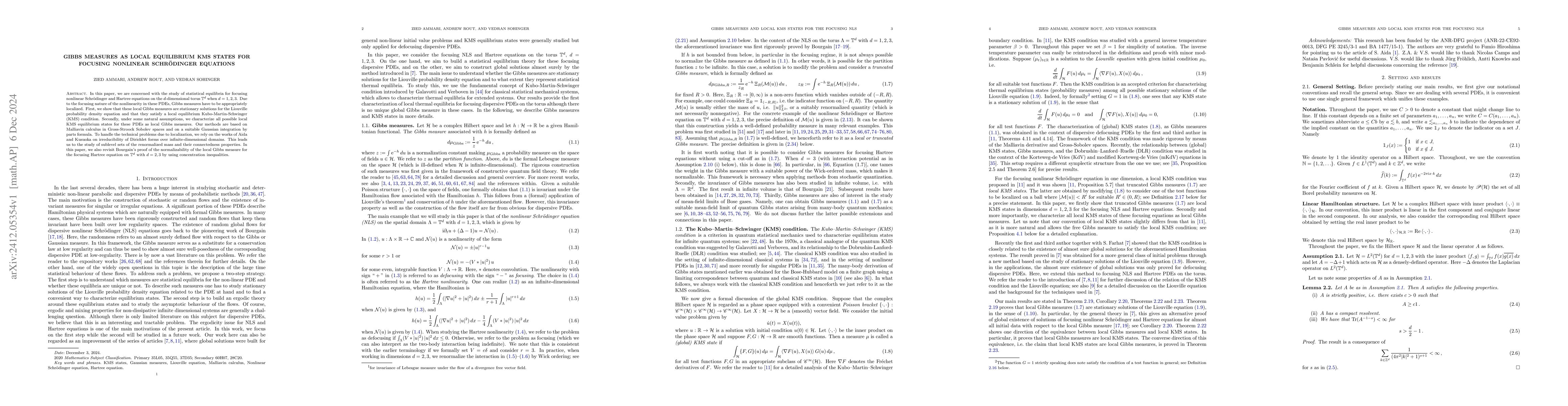 Thumbnail for Gibbs measures as local equilibrium KMS states for focusing nonlinear
  Schrödinger equations