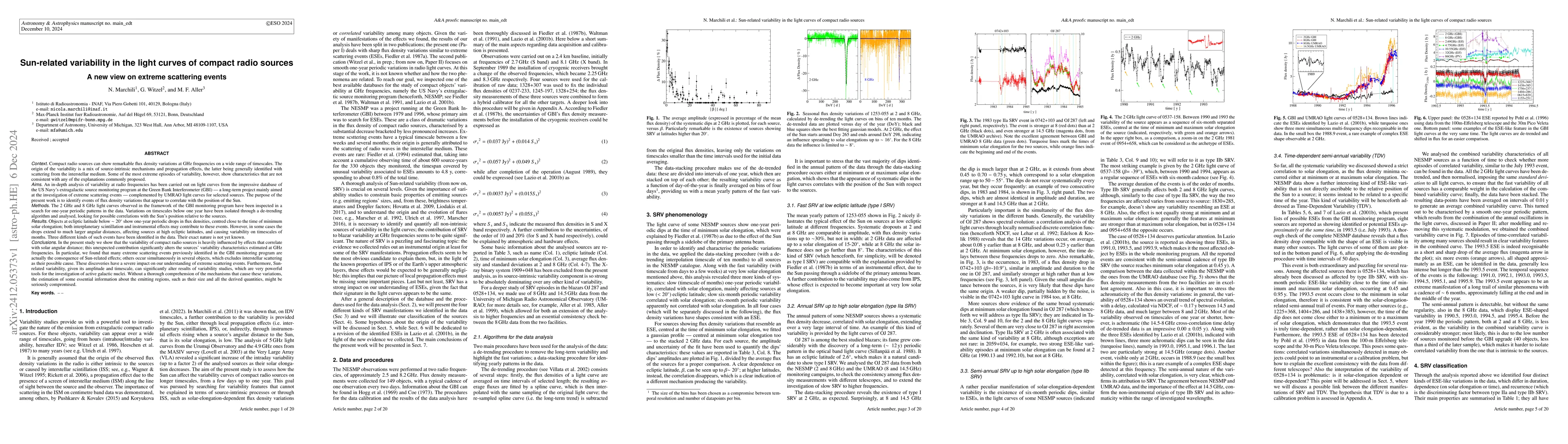 Thumbnail for Sun-related variability in the light curves of compact radio sources. A
  new view on Extreme Scattering Events