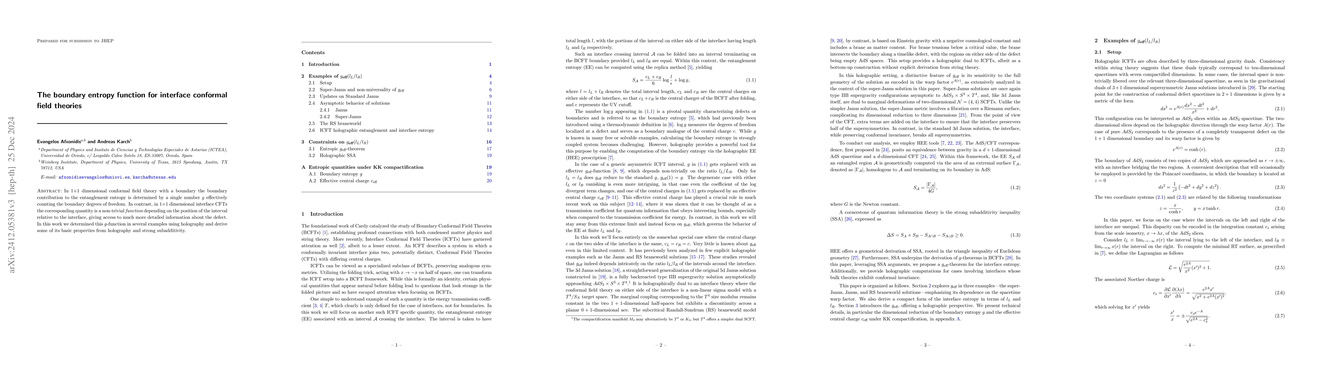 Thumbnail for The boundary entropy function for interface conformal field theories