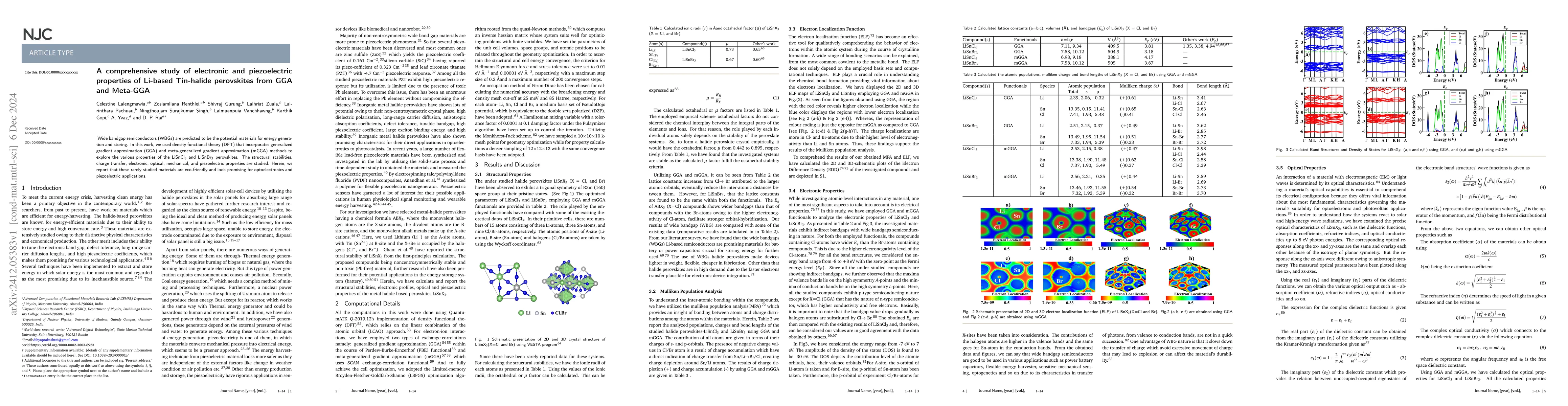 Thumbnail for A comprehensive study of electronic and piezoelectric properties of
  Li-based Tin-halide perovskites from GGA and Meta-GGA