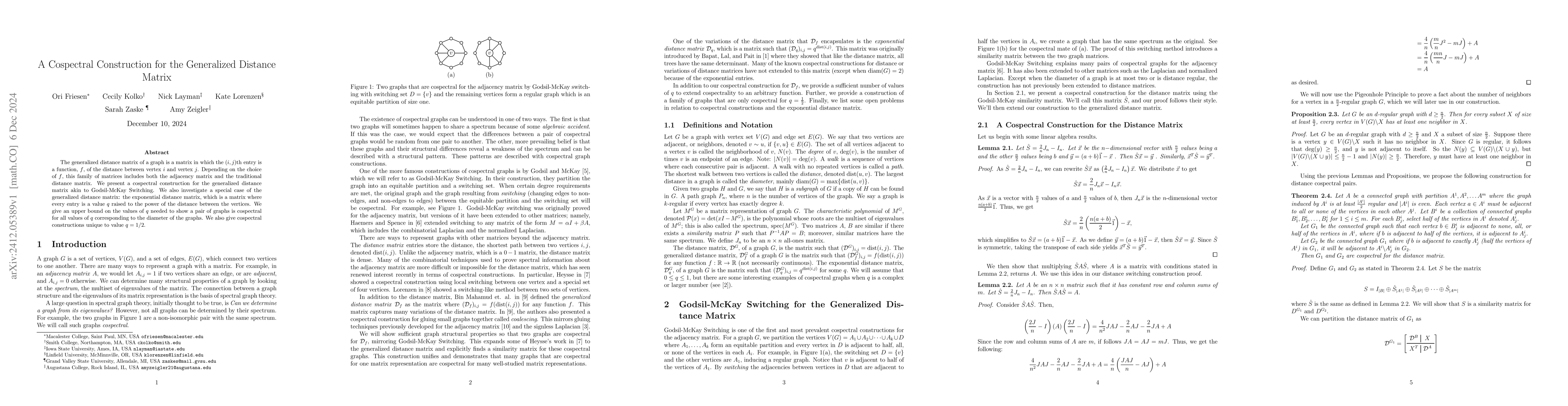 Thumbnail for A cospectral construction for the generalized distance matrix