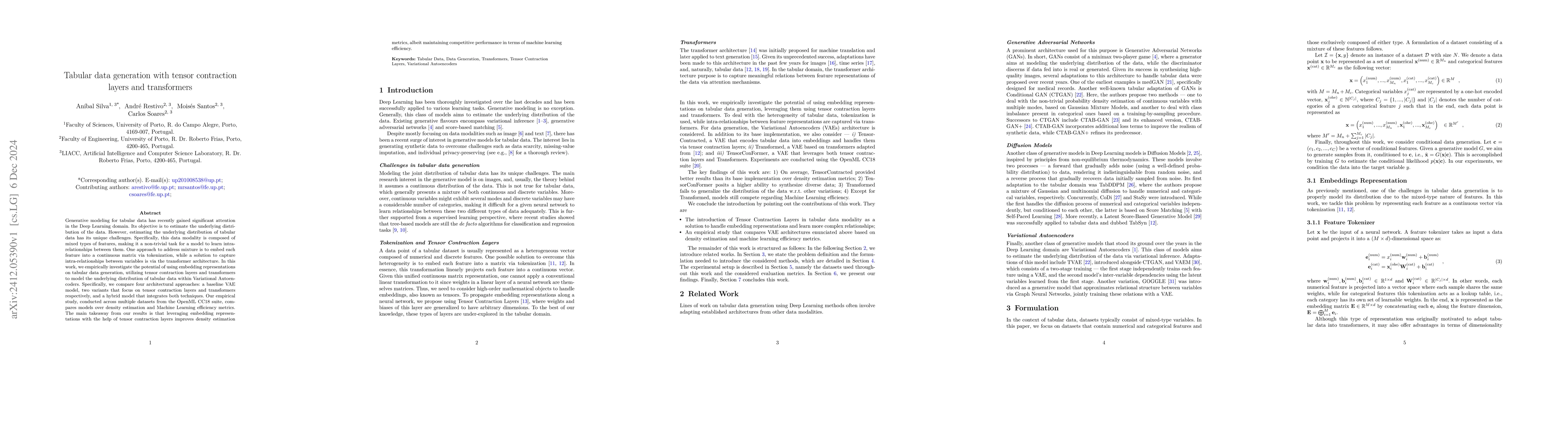Thumbnail for Tabular data generation with tensor contraction layers and transformers