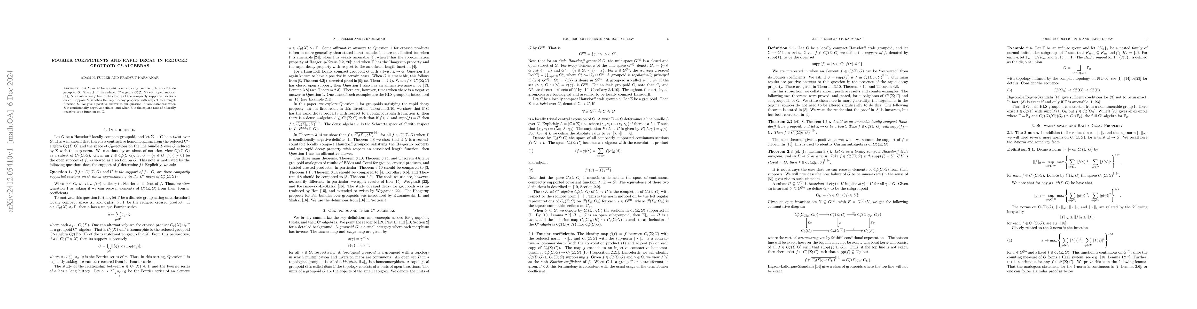 Thumbnail for Fourier coefficients and rapid decay in reduced groupoid C*-algebras