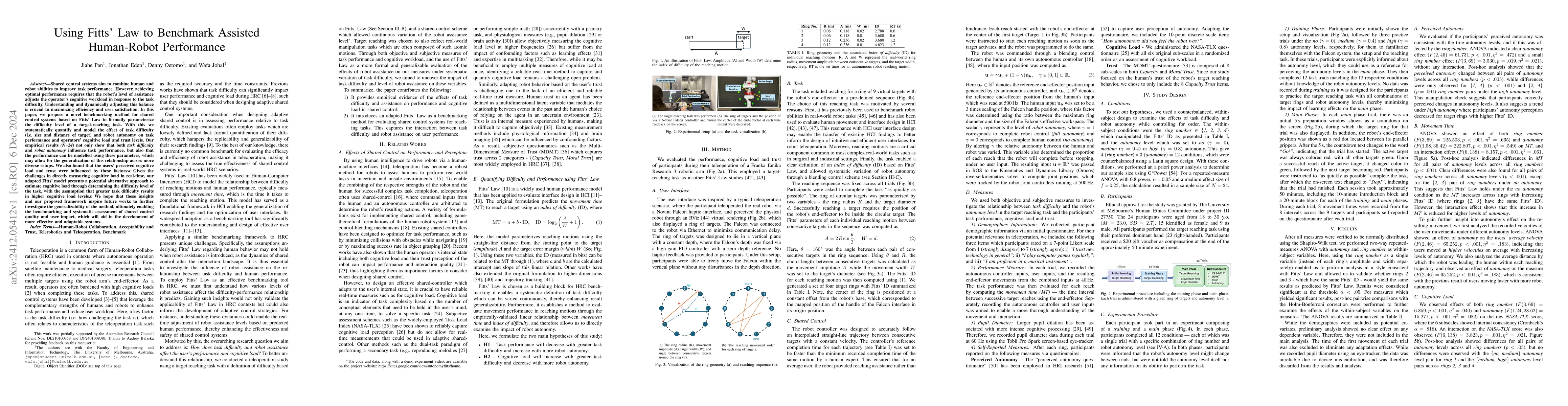 Thumbnail for Using Fitts' Law to Benchmark Assisted Human-Robot Performance