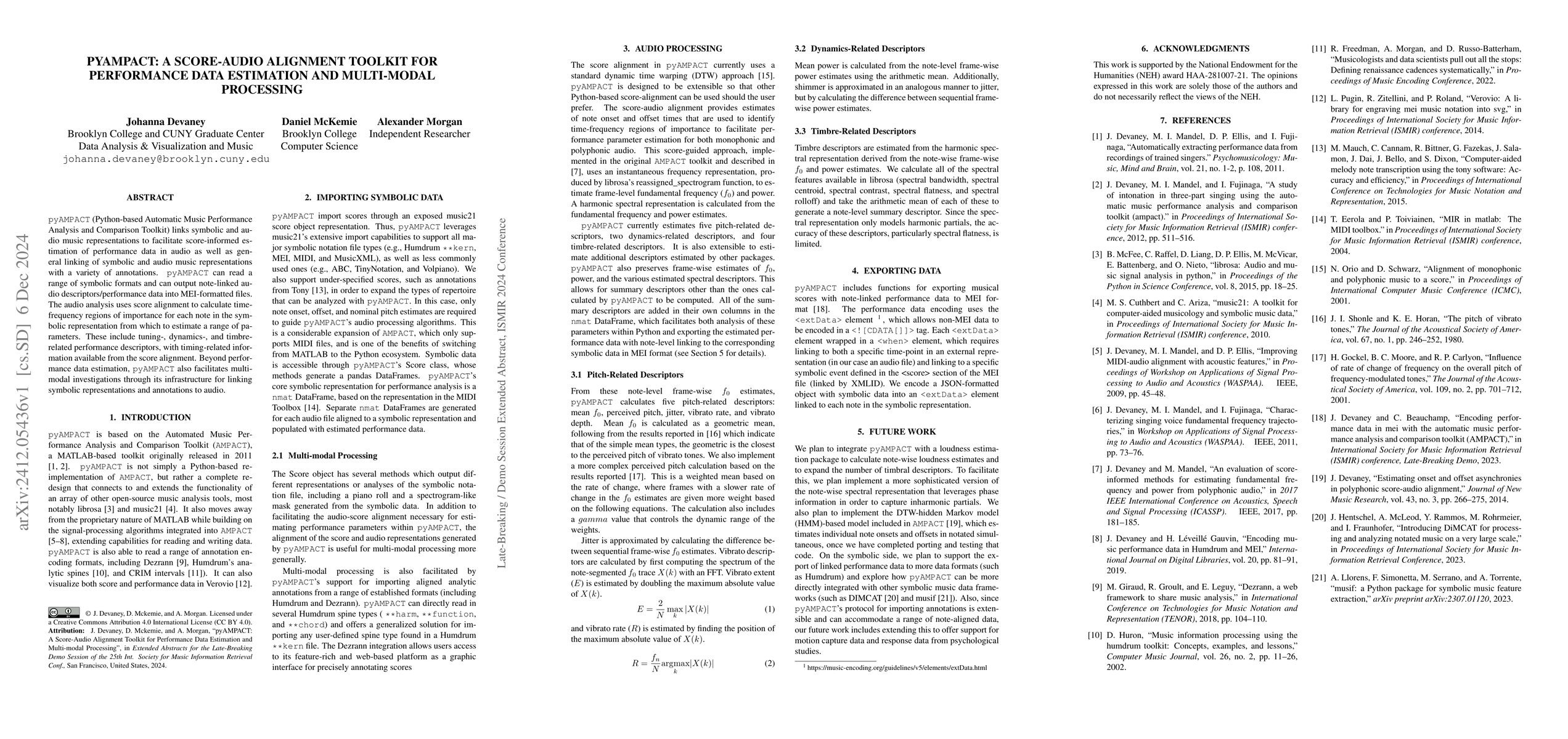Thumbnail for pyAMPACT: A Score-Audio Alignment Toolkit for Performance Data
  Estimation and Multi-modal Processing