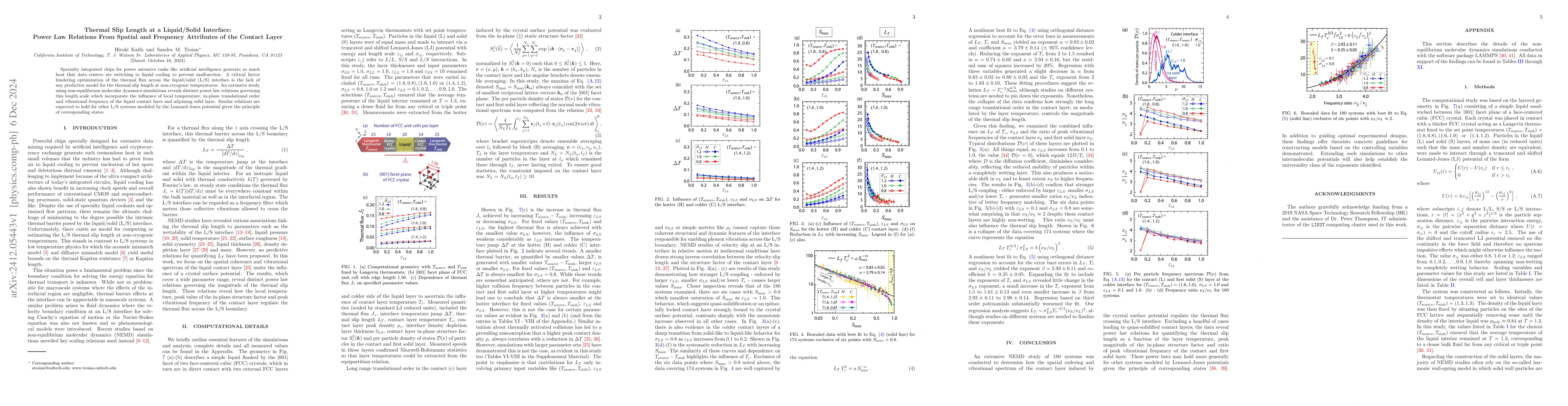 Thumbnail for Thermal Slip Length at a Liquid/Solid Interface: Power Law Relations
  From Spatial and Frequency Attributes of the Contact Layer