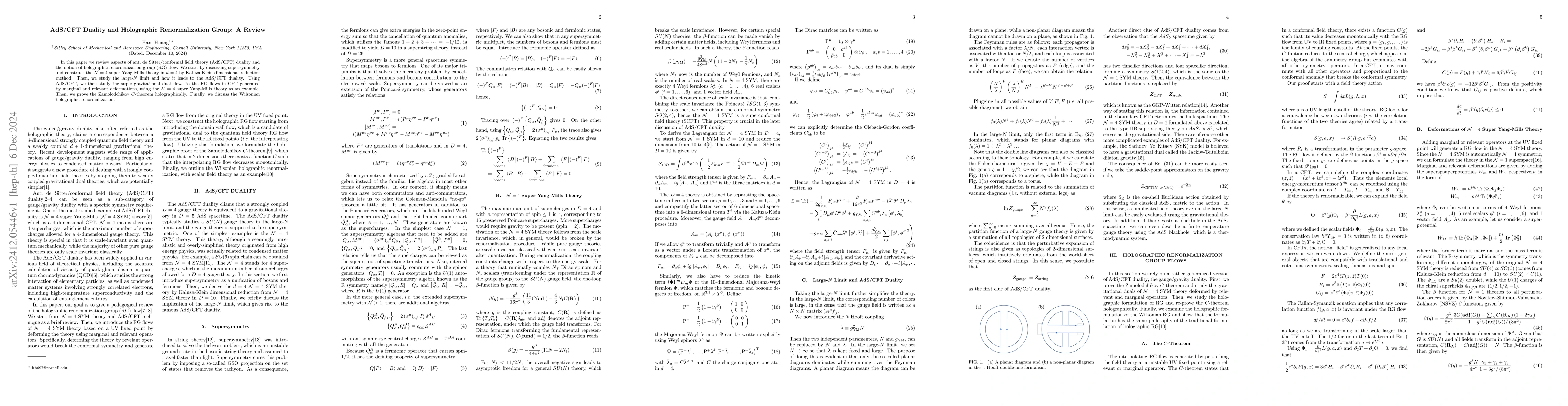 Thumbnail for AdS/CFT Duality and Holographic Renormalization Group: A Review