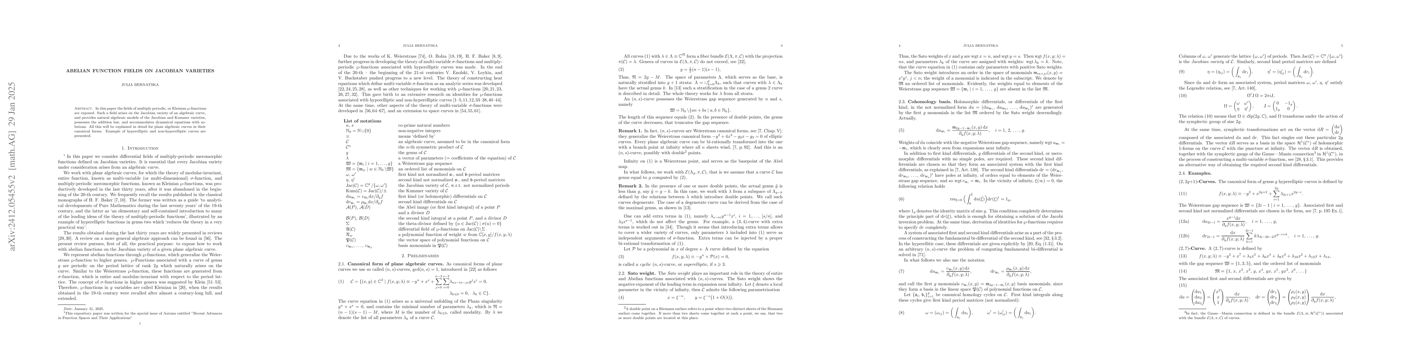 Thumbnail for Abelian function fields on Jacobian varieties