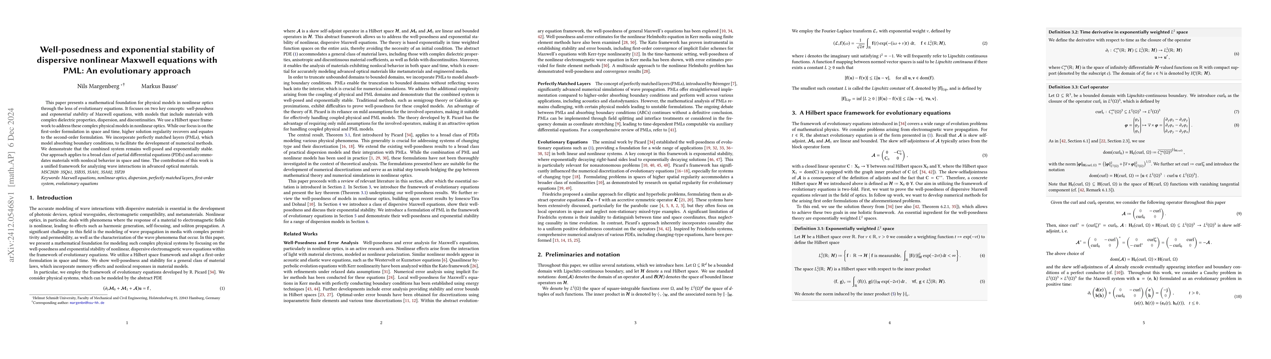 Thumbnail for Well-posedness and exponential stability of dispersive nonlinear Maxwell
  equations with PML: An evolutionary approach