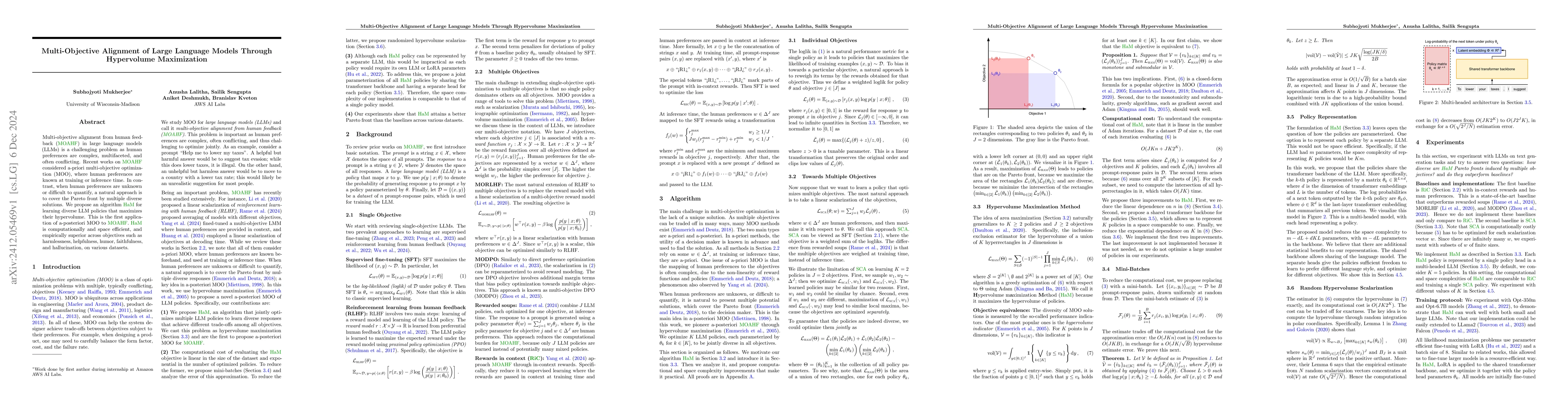 Thumbnail for Multi-Objective Alignment of Large Language Models Through Hypervolume
  Maximization