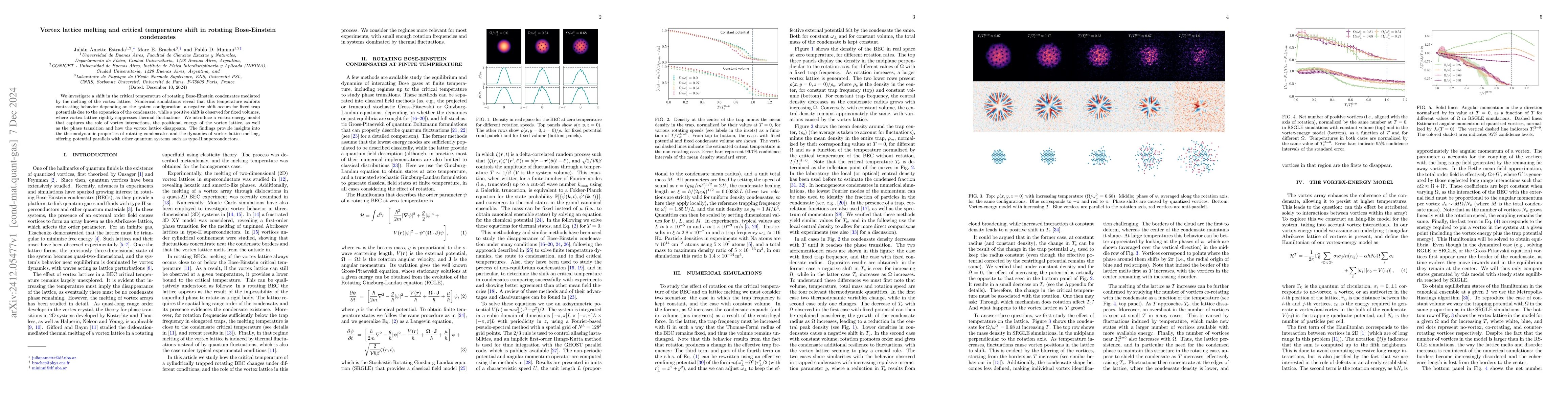 Thumbnail for Vortex lattice melting and critical temperature shift in rotating
  Bose-Einstein condensates
