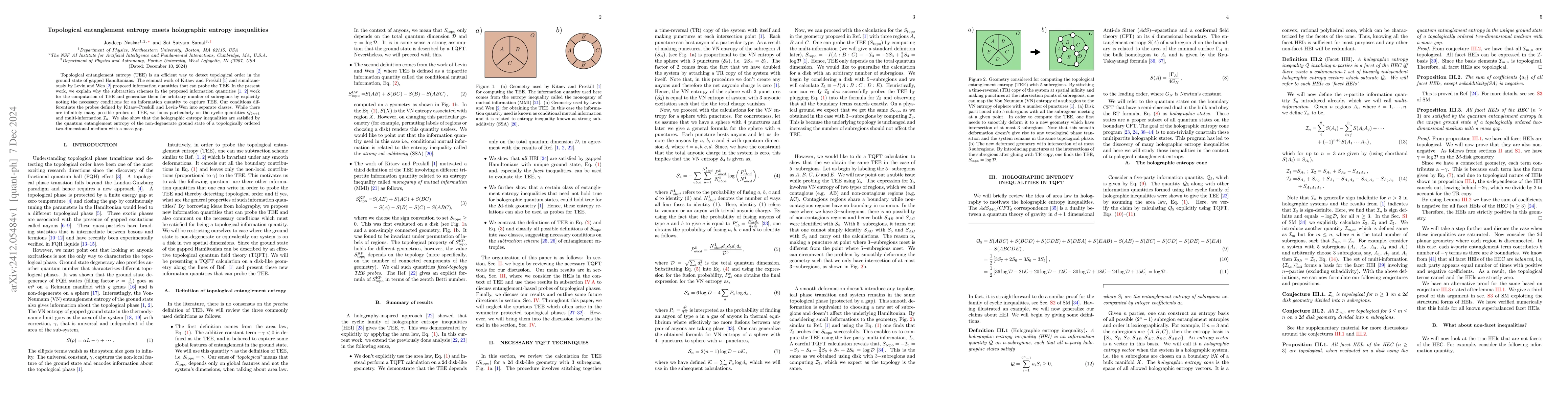 Thumbnail for Topological entanglement entropy meets holographic entropy inequalities