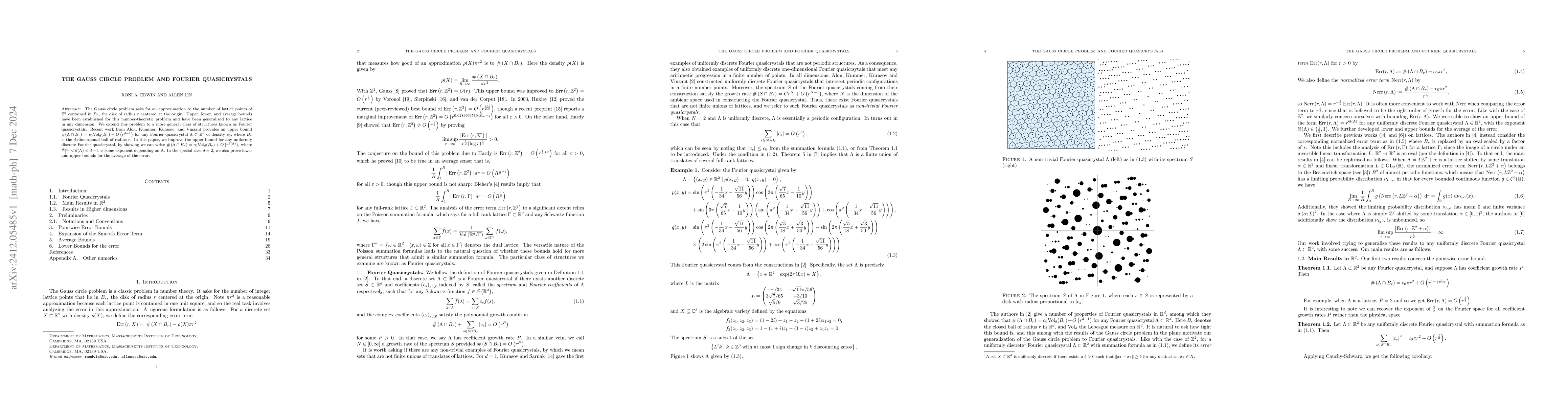 Thumbnail for The Gauss Circle Problem and Fourier Quasicrystals