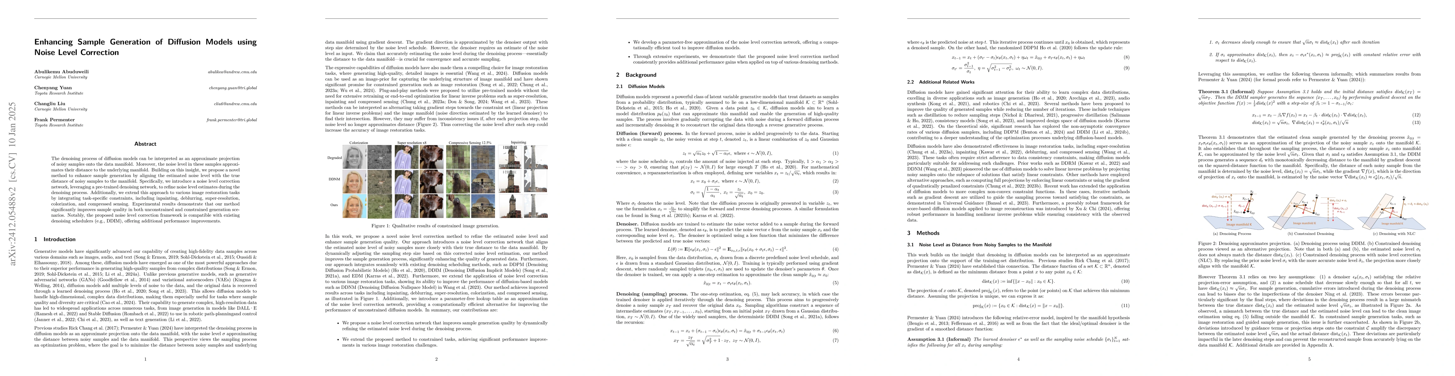Thumbnail for Enhancing Sample Generation of Diffusion Models using Noise Level
  Correction