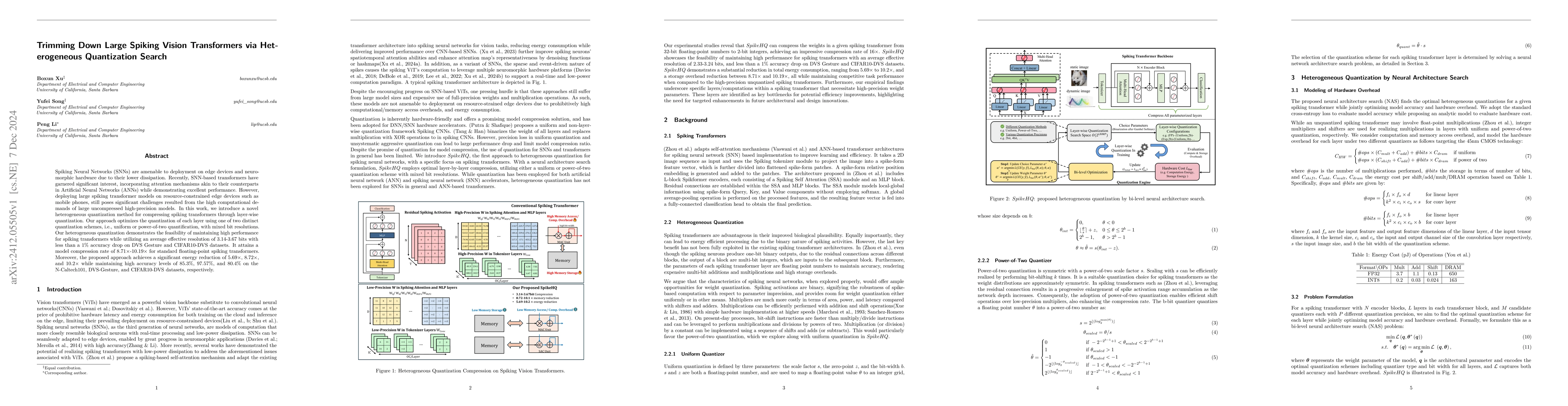 Thumbnail for Trimming Down Large Spiking Vision Transformers via Heterogeneous
  Quantization Search