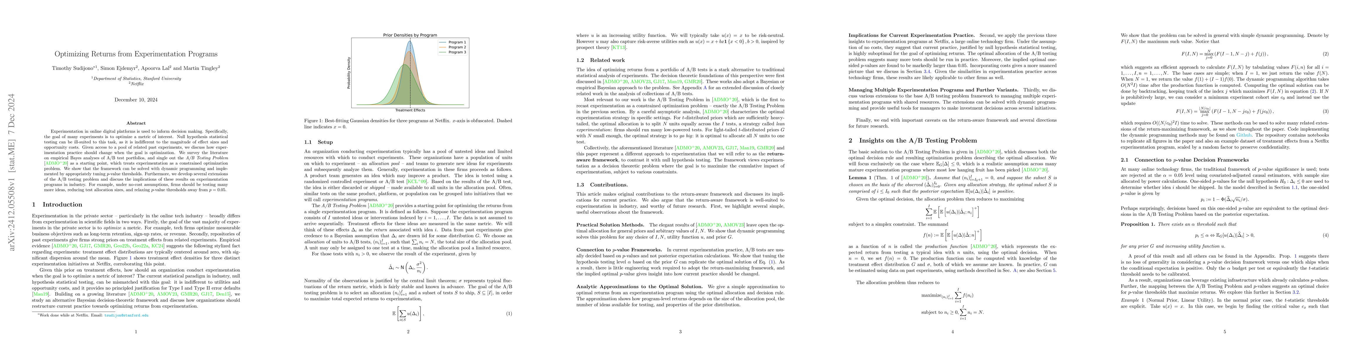 Thumbnail for Optimizing Returns from Experimentation Programs