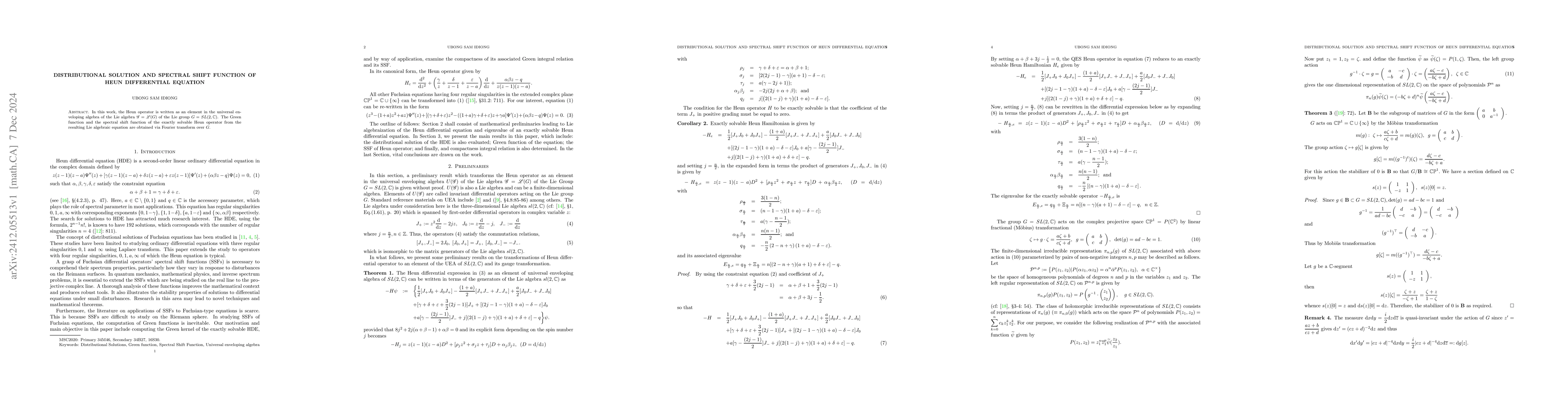 Thumbnail for Distributional Solution and Spectral Shift Function of Heun Differential
  Equation