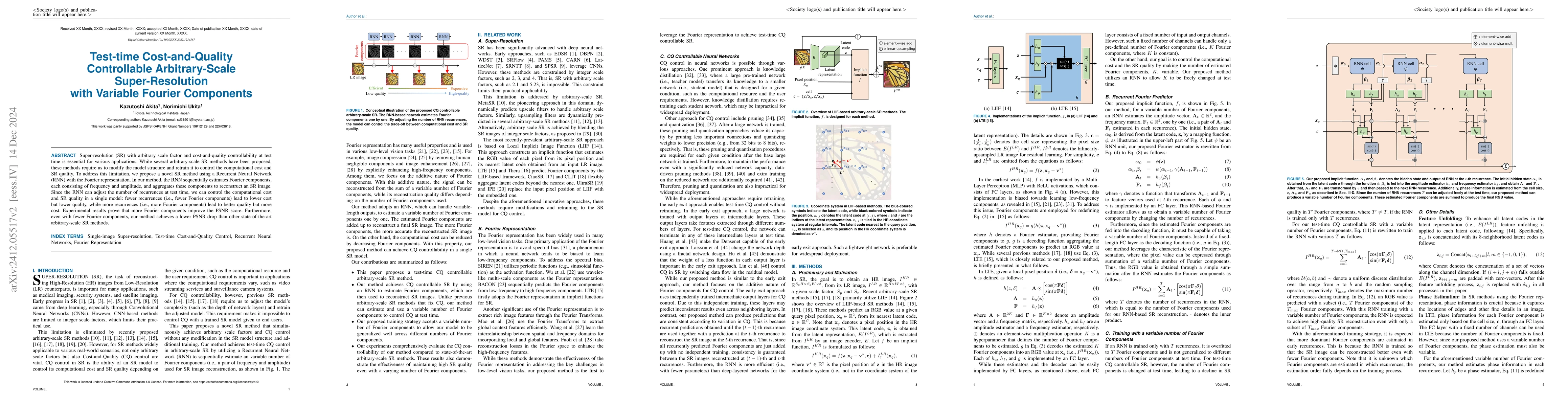 Thumbnail for Test-time Cost-and-Quality Controllable Arbitrary-Scale Super-Resolution
  with Variable Fourier Components