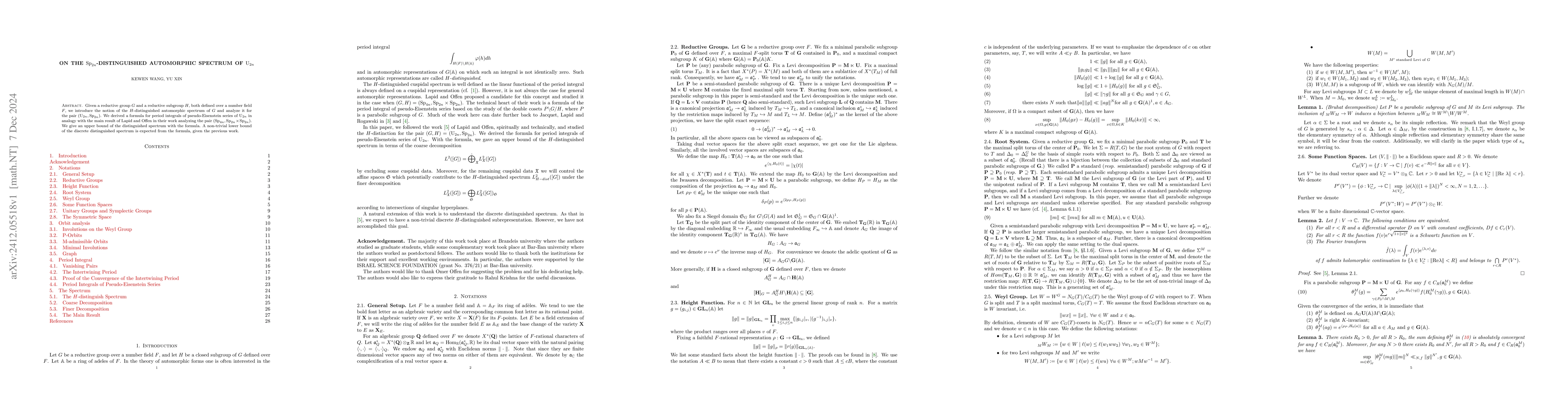 Thumbnail for On the $\mathrm{Sp}_{2n}$-distinguished automorphic spectrum of
  $\mathrm{U}_{2n}$