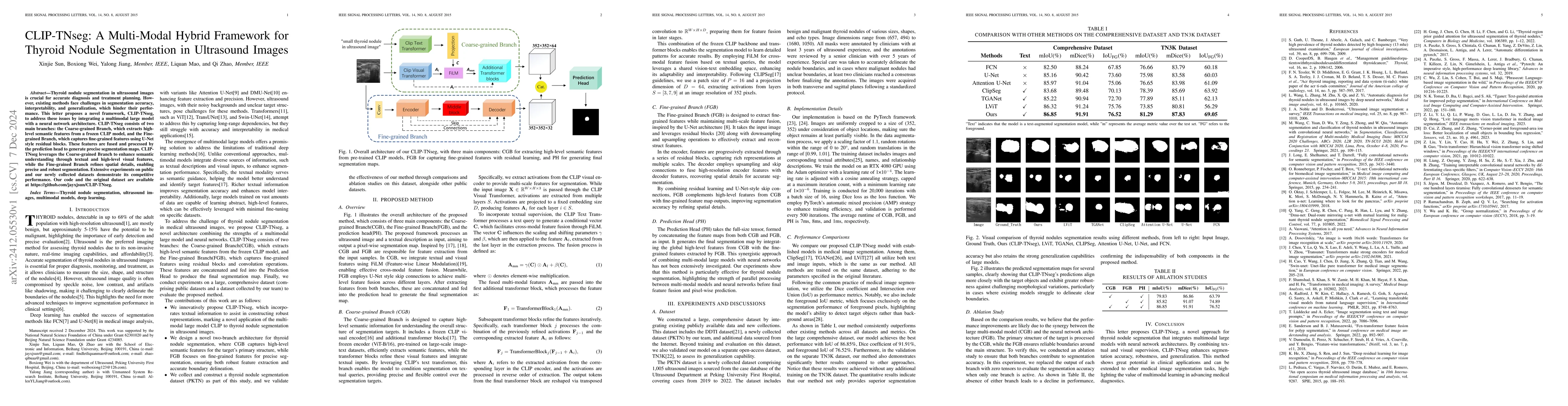 Thumbnail for CLIP-TNseg: A Multi-Modal Hybrid Framework for Thyroid Nodule
  Segmentation in Ultrasound Images