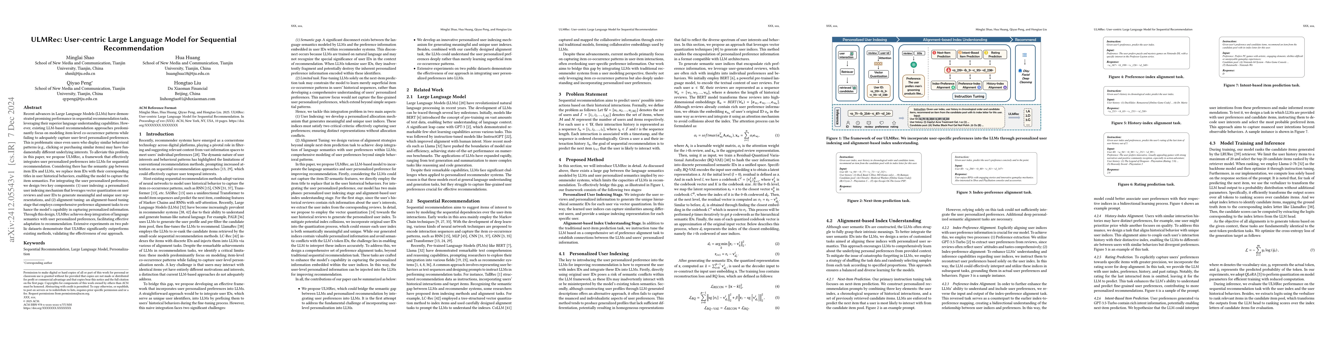 Thumbnail for ULMRec: User-centric Large Language Model for Sequential Recommendation