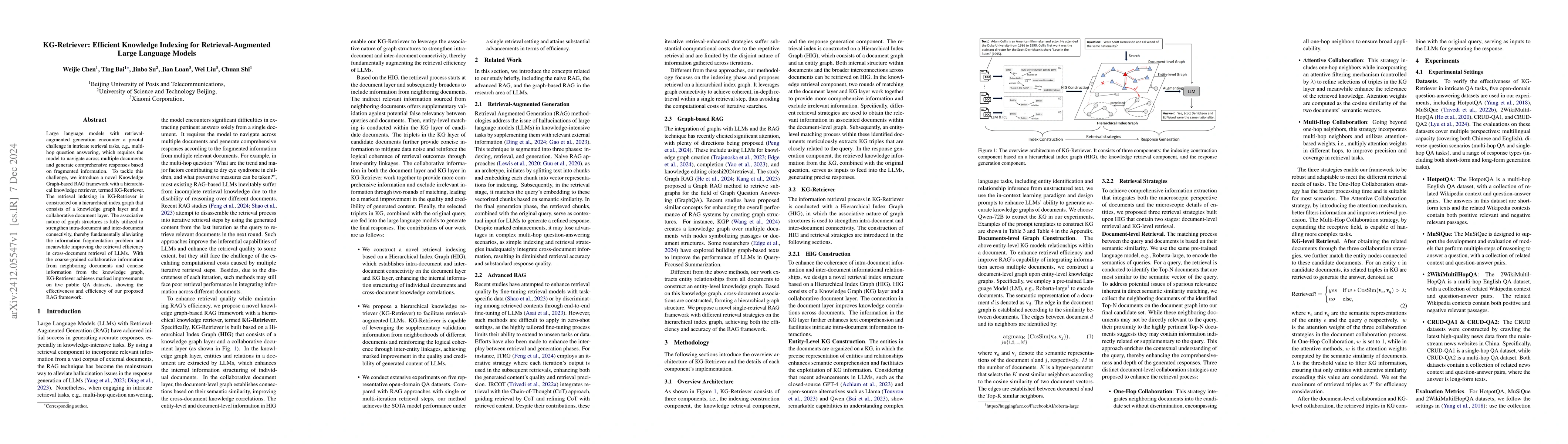 Thumbnail for KG-Retriever: Efficient Knowledge Indexing for Retrieval-Augmented Large
  Language Models