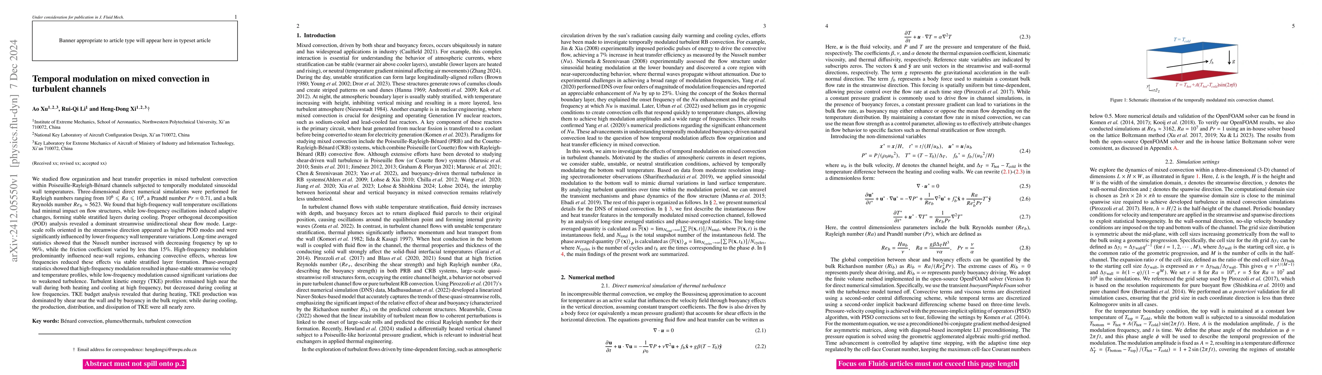 Thumbnail for Temporal modulation on mixed convection in turbulent channels